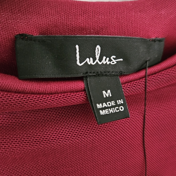 Long Sleeve Bodysuit LULU'S NWT Wine Red Ruched Mesh Sz:M Fall Minimalist A0001 - Picture 2 of 10